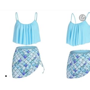Mermaid printed cinched padded Tankini set